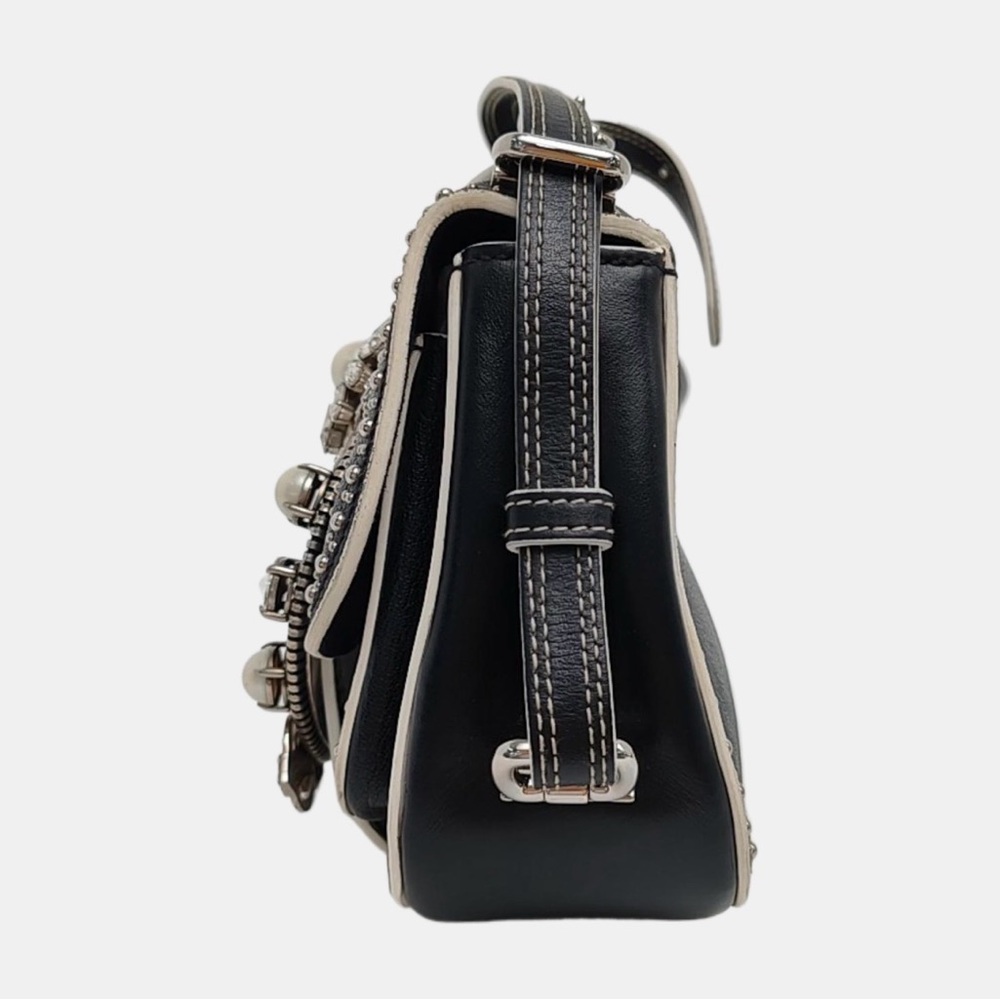 Miu Miu Dahlia Jeweled Buckle Studded Leather Crossbody Bag - Picture 2 of 10